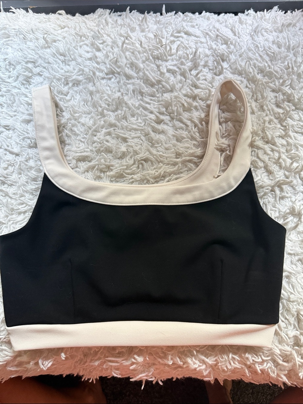 Express Black Sports Bralette with Cream Trim